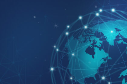 Blue global network connection illustration