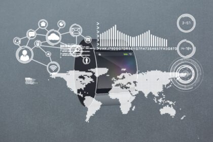 map-statistical-information-with-smartwatch-background