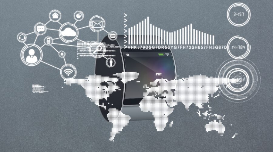 map-statistical-information-with-smartwatch-background